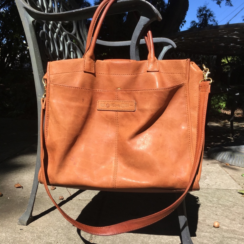 Fossil leather briefcase book bag tote